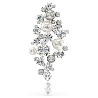 Constella brooch
Crystal pearl, Round cut, White, Rhodium plated