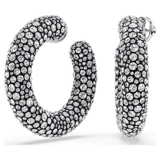 Sublima hoop earrings Mixed round cuts, White, Rhodium plated