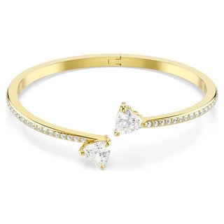 Mesmera Attract bangle Heart, White, Gold-tone plated