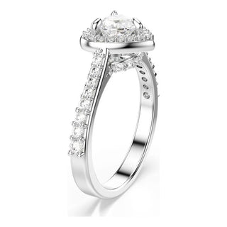 Una Angelic motif ring, Mixed cuts, Heart, White, Rhodium plated
