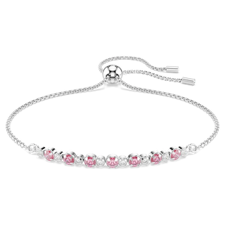 Matrix bracelet, Round cut, Pink, Rhodium plated
