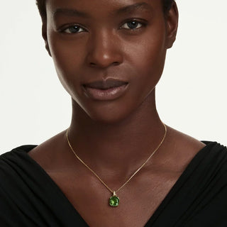 Millenia pendant, Cushion cut, Green, 18K gold finish
