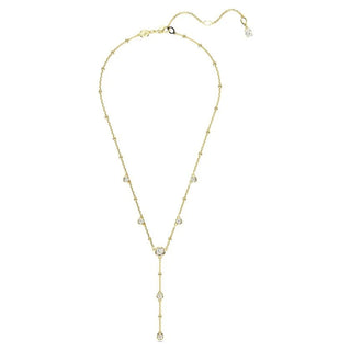 Imber Y necklace
Round cut, Scattered design, White, Gold-tone plated