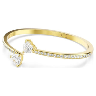 Mesmera Attract bangle Heart, White, Gold-tone plated