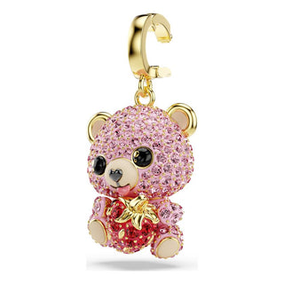 Idyllia charm, Mixed cuts, Teddy, Pink, Gold-tone plated