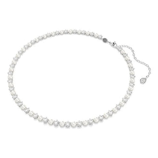 Matrix set, Crystal pearl, Round cut, White, Rhodium plated