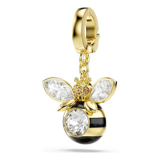 Idyllia charm, Mixed cuts, Bee, Multicolored, Gold-tone plated