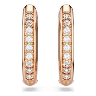 Dextera hoop earrings, Octagon shape, Round cut, Small, White, Rose gold-tone plated