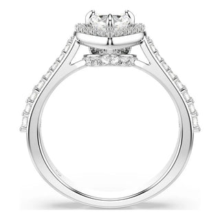 Una Angelic motif ring, Mixed cuts, Heart, White, Rhodium plated