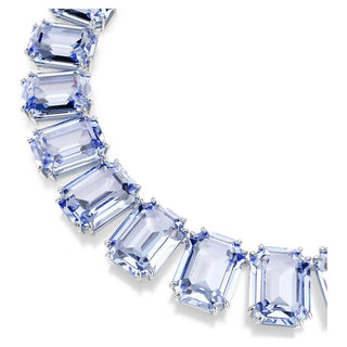 Millenia Tennis necklace, Octagon cut, Blue, Rhodium plated