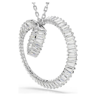 Matrix pendant Baguette cut, White, Rhodium plated