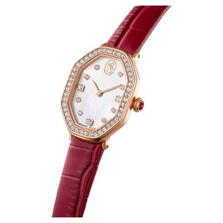 Dextera octagon watch
Swiss Made, Leather strap, Red, Rose gold-tone finish