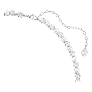 Matrix set, Crystal pearl, Round cut, White, Rhodium plated