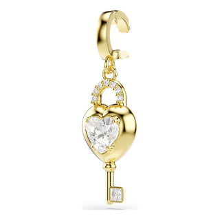 Idyllia charm, Mixed cuts, Heart with key, White, Gold-tone plated