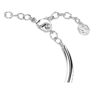 Dextera bangle, Round cut, White, Rhodium plated