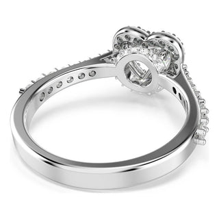 Una Angelic motif ring, Mixed cuts, Heart, White, Rhodium plated