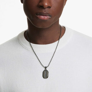 Dextera Octagon pendant Octagon shape, Round cut, Black, Ruthenium plated