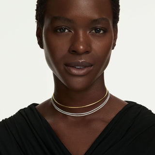 Hyperbola necklace, Round cut, White, Mixed metal finish