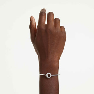 Dextera bangle, Round cut, White, Rhodium plated