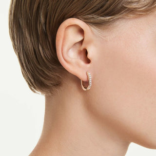 Dextera hoop earrings, Octagon shape, Round cut, Small, White, Rose gold-tone plated