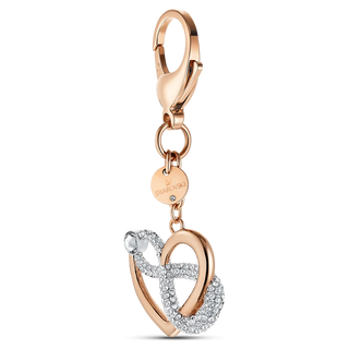 Infinite bag charm, Infinity and heart, White, Mixed metal finish