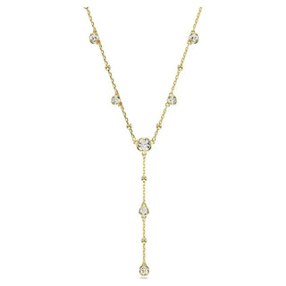 Imber Y necklace
Round cut, Scattered design, White, Gold-tone plated