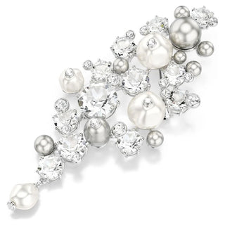 Constella brooch
Crystal pearl, Round cut, White, Rhodium plated