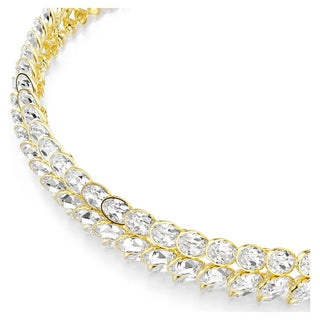 Idyllia choker Oval cut, White, Gold-tone plated