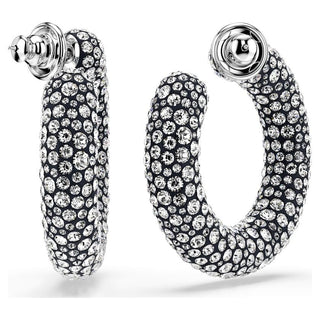 Sublima hoop earrings Mixed round cuts, White, Rhodium plated