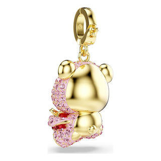 Idyllia charm, Mixed cuts, Teddy, Pink, Gold-tone plated