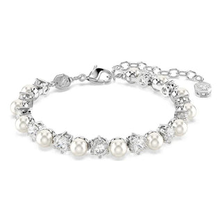 Matrix set, Crystal pearl, Round cut, White, Rhodium plated