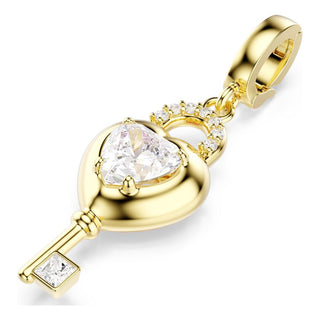 Idyllia charm, Mixed cuts, Heart with key, White, Gold-tone plated