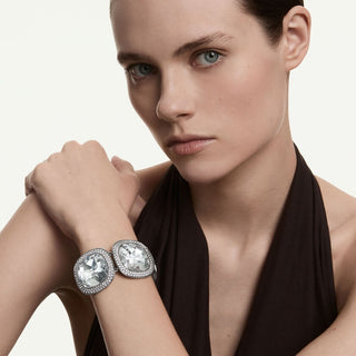 Una Angelic bracelet, Cushion cut, White, Ruthenium plated