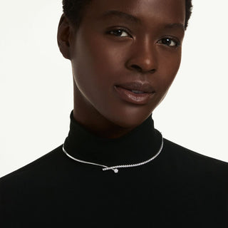 Matrix necklace, Round cut, White, Rhodium plated