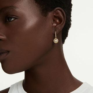 Una Angelic drop earrings, Round cut, White, 18K gold finish