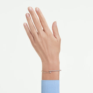 Matrix bangle, Round cut, White, 18K rose gold finish