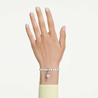 Idyllia charm, Mixed cuts, Heart with key, White, Rhodium plated