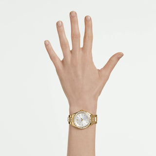 Matrix date watch, Swiss Made, Metal bracelet, Gold tone, Gold-tone finish