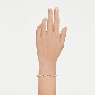 Mesmera bangle, Mixed cuts, White, 18K gold finish