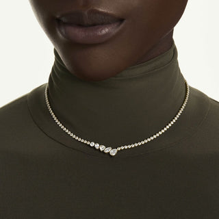 Mesmera necklace, Mixed cuts, White, 18K gold finish