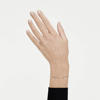 Imber bracelet, Crystal pearl, Round cut, White, Rhodium plated