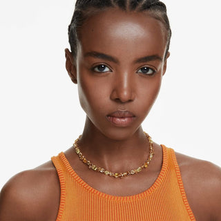 Gema necklace, Mixed cuts, Yellow, 18K gold finish
