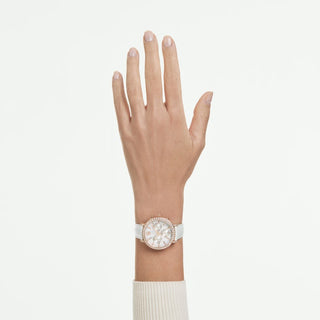 Matrix tennis chrono watch, Swiss Made, Leather strap, Rose gold tone, Rose gold-tone finish