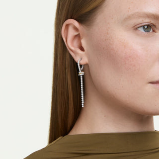 Hyperbola drop earrings, Round cut, Knot, White, Mixed metal finish