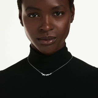 Mesmera necklace, Marquise cut, White, Rhodium plated