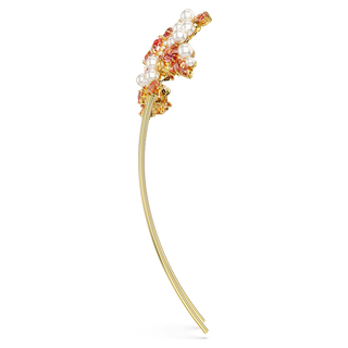 Gema hair clip, Crystal pearl, Mixed cuts, Flower, Pink, Gold-tone plated