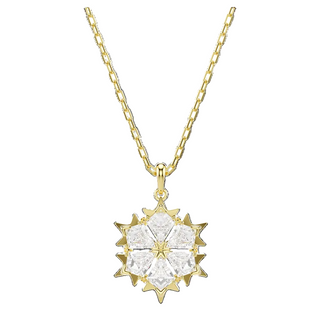 Magic pendant, Mixed cuts, Snowflake, White, 18K gold finish