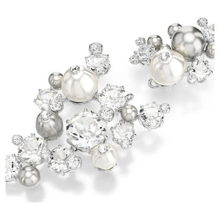 Constella earrings
Crystal pearl, Round cut, White, Rhodium plated