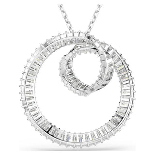 Matrix pendant Baguette cut, White, Rhodium plated