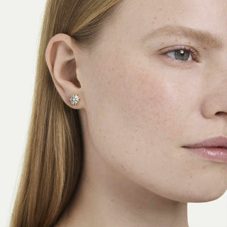 Magic stud earrings, Mixed cuts, Snowflake, White, 18K gold finish